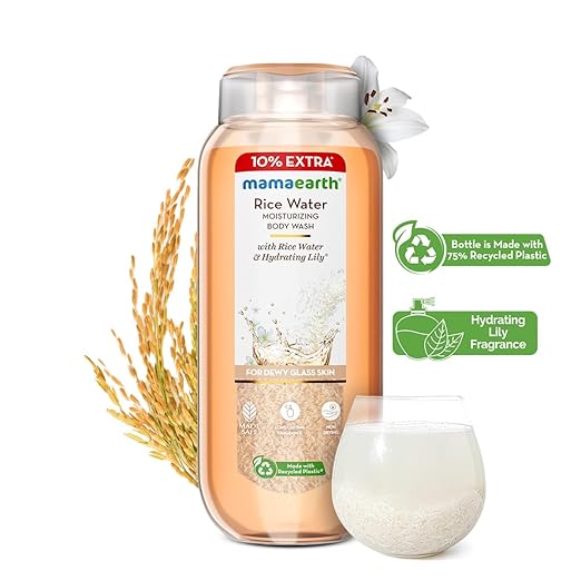 Mamaearth Rice Water Moisturizing Body Wash with Rice Water & Hydrating Lily Scent for Dewy Glass Skin - 275 ml | Intensely Moisturizes |Long Lasting Fragrance |Deeply Cleanses |Gentle |All Skin Types 275ml