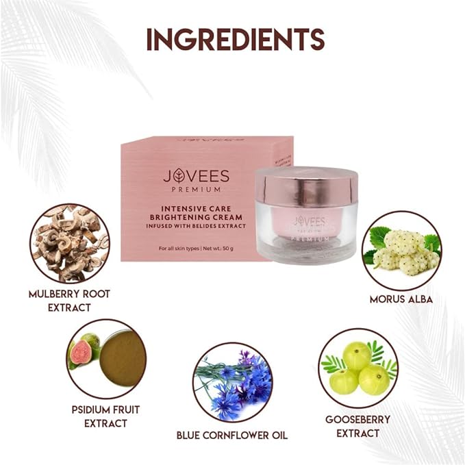 Jovees Premium Intensive Care Brightening Cream infused with Daisy Flower Extract | Skin lightening | Even skin tone | For All Skin Type 50gm