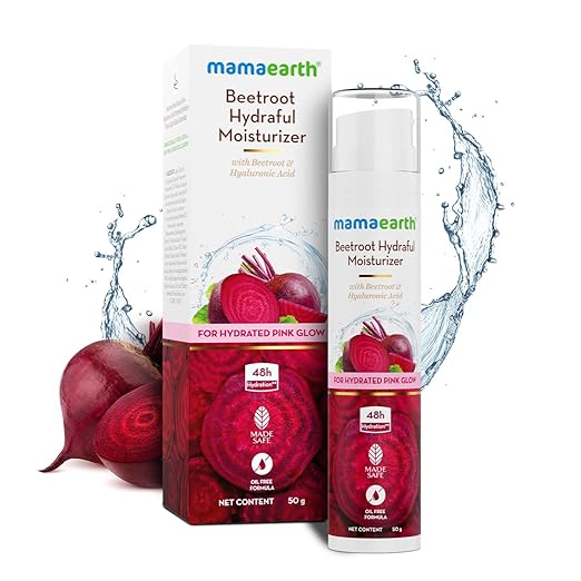Mamaearth Beetroot Hydraful Moisturizer Lotion With Beetroot & Hyaluronic Acid For Hydrated Pink Glow -50 Ml|48 Hr Hydration | Oil Free Formula | Lightweight & Non-Greasy | Instantly Absorbs | For All Skin Types 50g