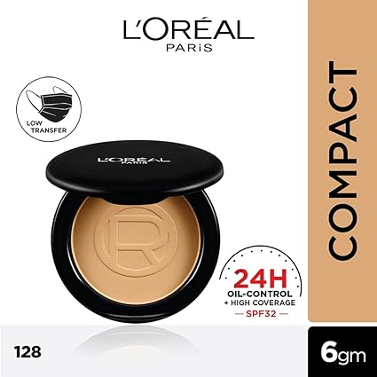 L’Oréal Paris High Coverage Compact Powder, Matte-Finish, Lightweight & Blendable, Compact Face Makeup, With SPF 32 & PA +++, Infallbile 24h Oil Killer  6g