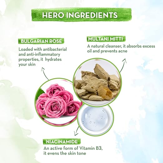 Mamaearth Multani Mitti Face Wash with Multani Mitti & Bulgarian Rose For Oil Control & Acne - 100 ml | Suits All Skin Types | Hydrating & Gentle | Paraben-Free | No Silicones | Sulphate-Free 100ml