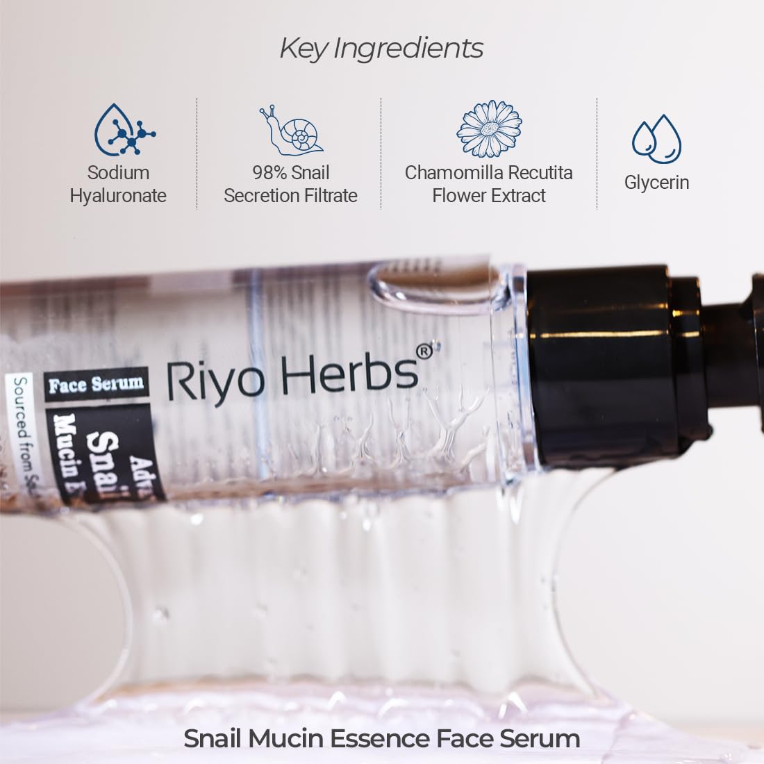 Riyo Herbs Advanced Snail Mucin 98 Essence Serum 50ml | Enrich with Hyaluronic Acid and Lactic Acid For Glowing & Hydrating Skin | Korean Skincare