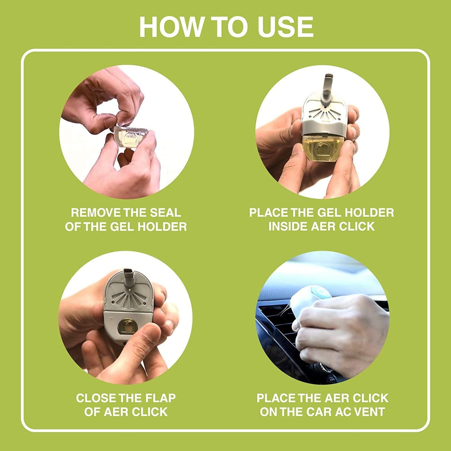 Godrej aer click | Car Vent Air Freshener Kit - Long-Lasting | Spill-proof | Fresh Lush Green