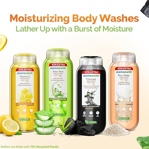Mamaearth Vitamin C Moisturizing Body Wash with Vitamin C & Refreshing Lemon Scent for Skin Illumination- 275ml|Deeply Cleanses|Intensely Moisturizes|Long-Lasting Fragrance|Radiant Glow|All Skin Types 275ml