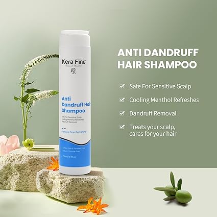 KERA FINE ANTI DANDRUFF HAIR SHAMPOO | 250ML | SAFE FOR SENSITIVE SCALP COOLING MENTHOL REFRESHES DANDRUFF REMOVAL | SULFATE FREE & PARABEN FREE | SODIUM CHLORIDE FREE