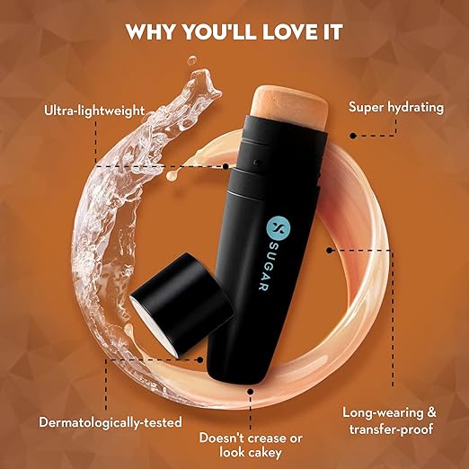 SUGAR Cosmetics Aquaholic Hydrating Matte Foundation | Full Coverage | For All Skin Types | With Built-In Cushion Applicator | 30ml