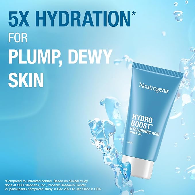 Neutrogena Hydro Boost Hyaluronic Acid Moisturizer | 5x Hydration | Water Gel Infused with 9 Amino Acids | For All Skin Types | For Men & Women 15g