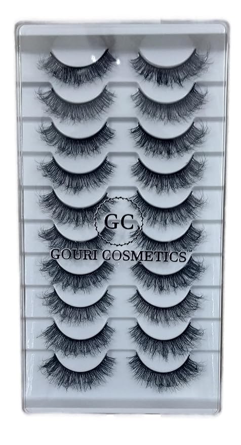 GOURI COSMETICS™ 3D FALSE EYELASHES - False Eyelashes for Women - (10 Pair Pack)