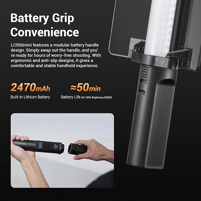 Godox LC500R Mini RGB LED Video Light Stick Lighting,2500K-8500K Adjustable, CRI 95 TLCI 96 Accurate Color, 360° Full-Color LED Light,15 FX Lighting Effects,0-100% Dimmable Support APP Control