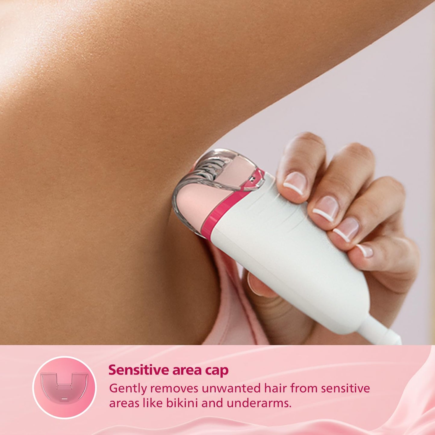 Philips BRE235/00 Corded Compact Epilator (White and Pink) for gentle hair removal at home