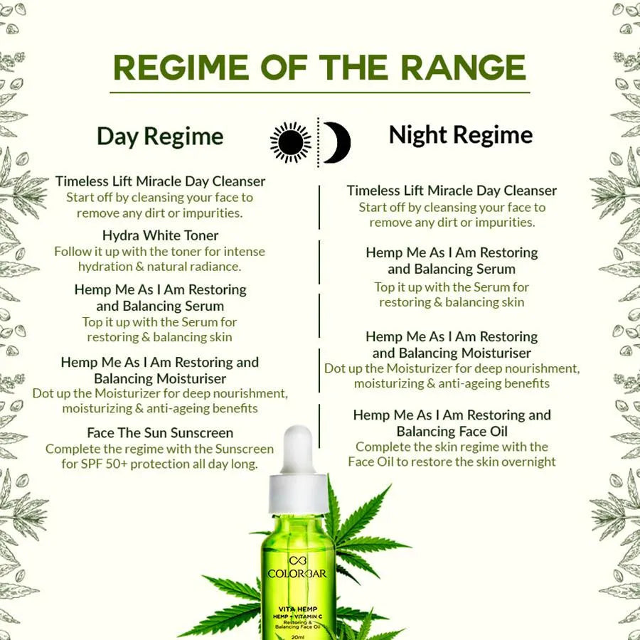 COLORBAR Vita Hemp + Vitamin c Restoring & Balancing Face Oil 20ml