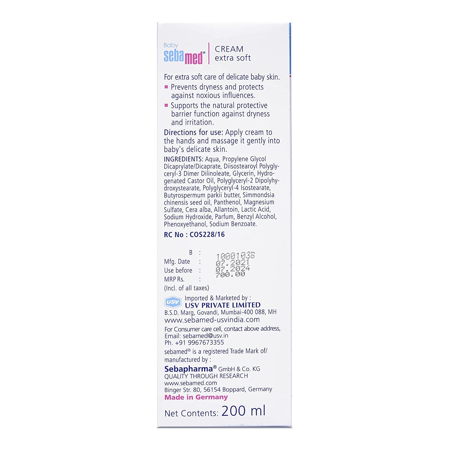 Sebamed Baby PH 5.5 Cream Extra Soft For Delicate Skin With Panthenol 200ml