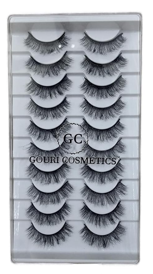 GOURI COSMETICS™ 3D FALSE EYELASHES - False Eyelashes for Women - (10 Pair Pack)