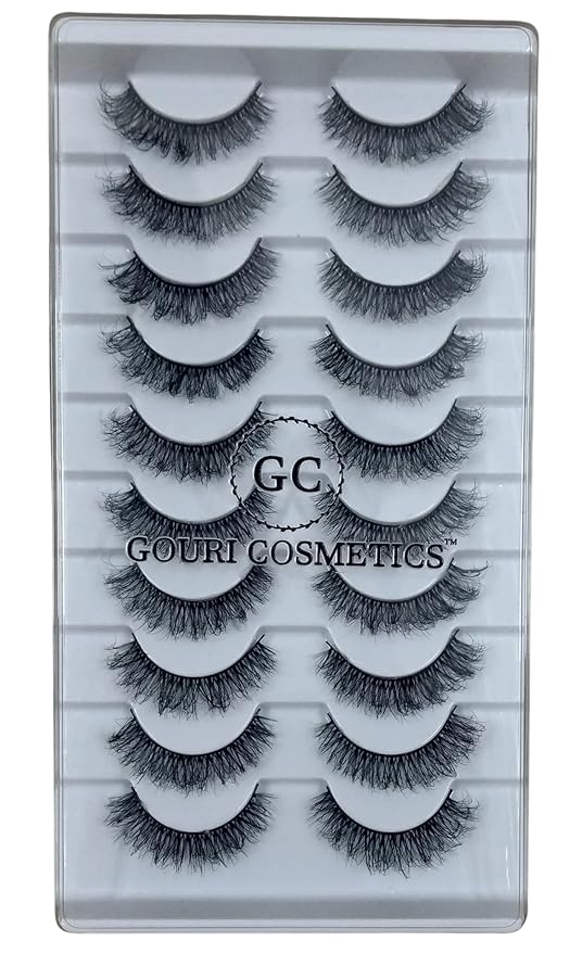 GOURI COSMETICS™ 3D FALSE EYELASHES - False Eyelashes for Women - (10 Pair Pack)
