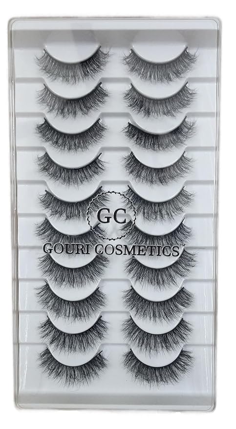 GOURI COSMETICS™ 3D FALSE EYELASHES - False Eyelashes for Women - (10 Pair Pack)