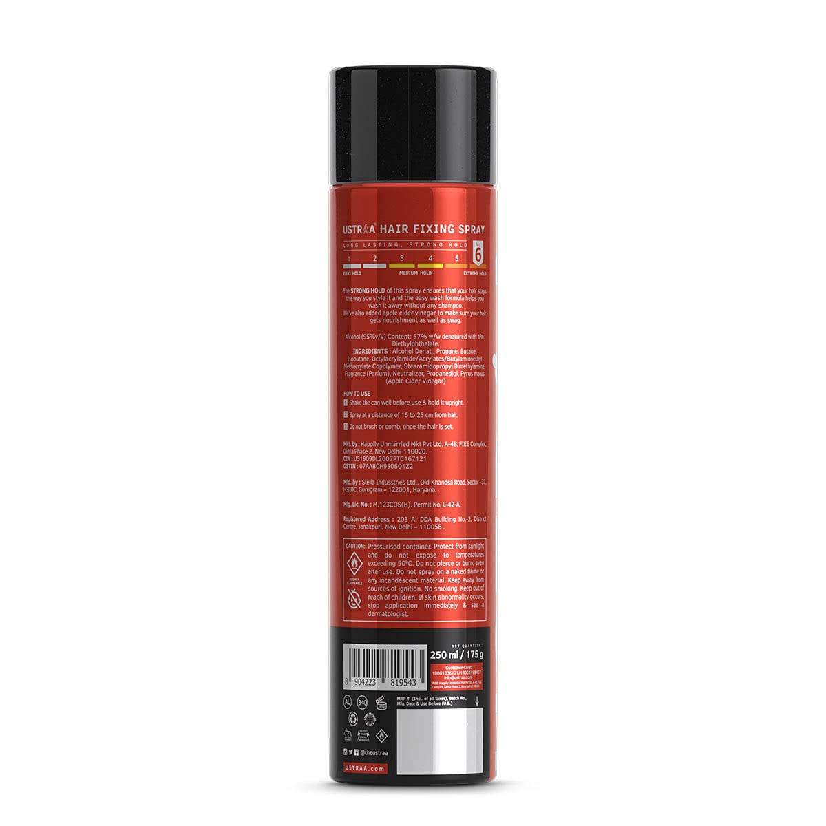 Ustraa Hair Fixing Spray Strong Hold Hard Set No-6 250ml