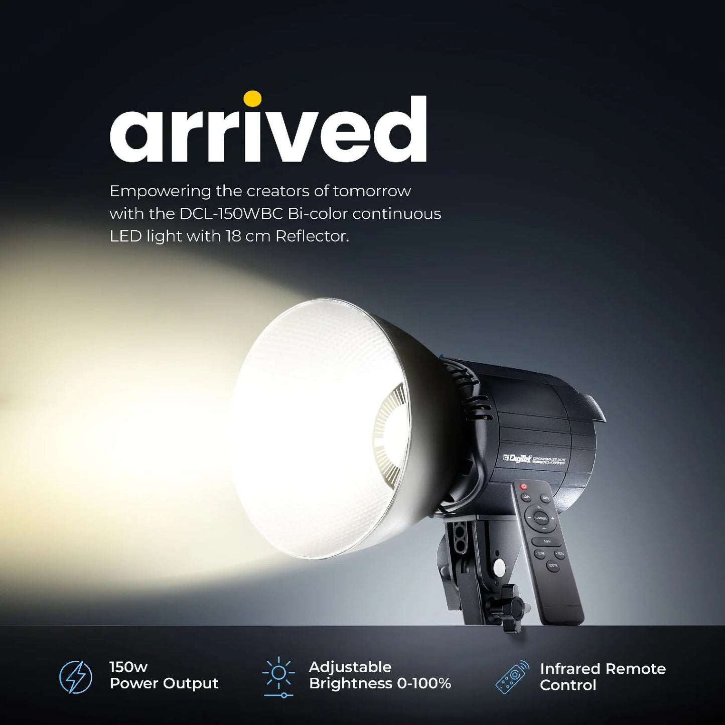 Digitek Lite (DCL-150WBC) Combo Bi Color Continuous LED Light with 18 CM Reflector Suitable for All Kinds of Small Production Photography/Power Saving & Environment Protection
