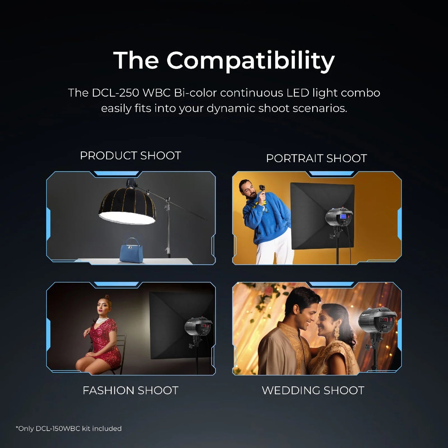 Digitek Lite (DCL-150WBC) Combo Bi Color Continuous LED Light with 18 CM Reflector Suitable for All Kinds of Small Production Photography/Power Saving & Environment Protection