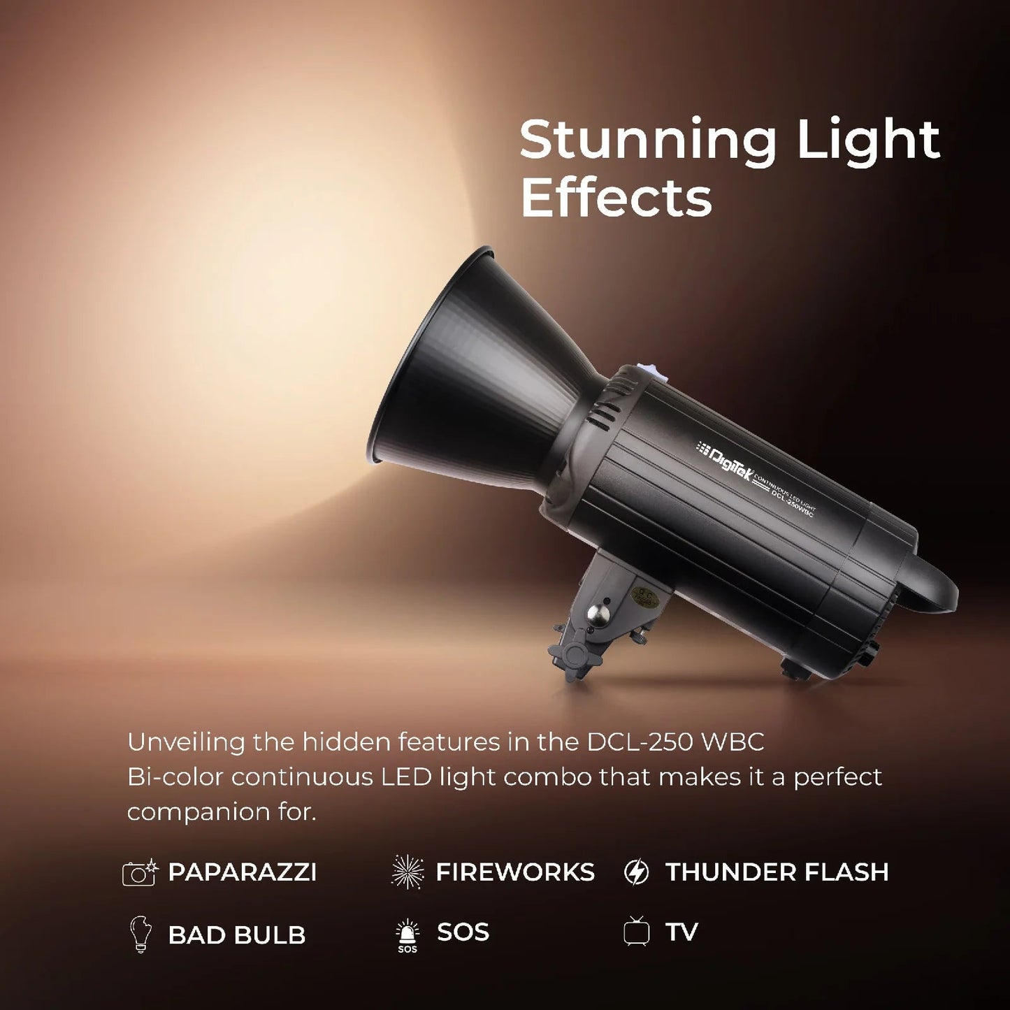 Digitek Lite (DCL-250WBC) Combo Bi Color Continuous LED Light with 18 CM Reflector Suitable for All Kinds of Small Production Photography/Power Saving & Environment Protection