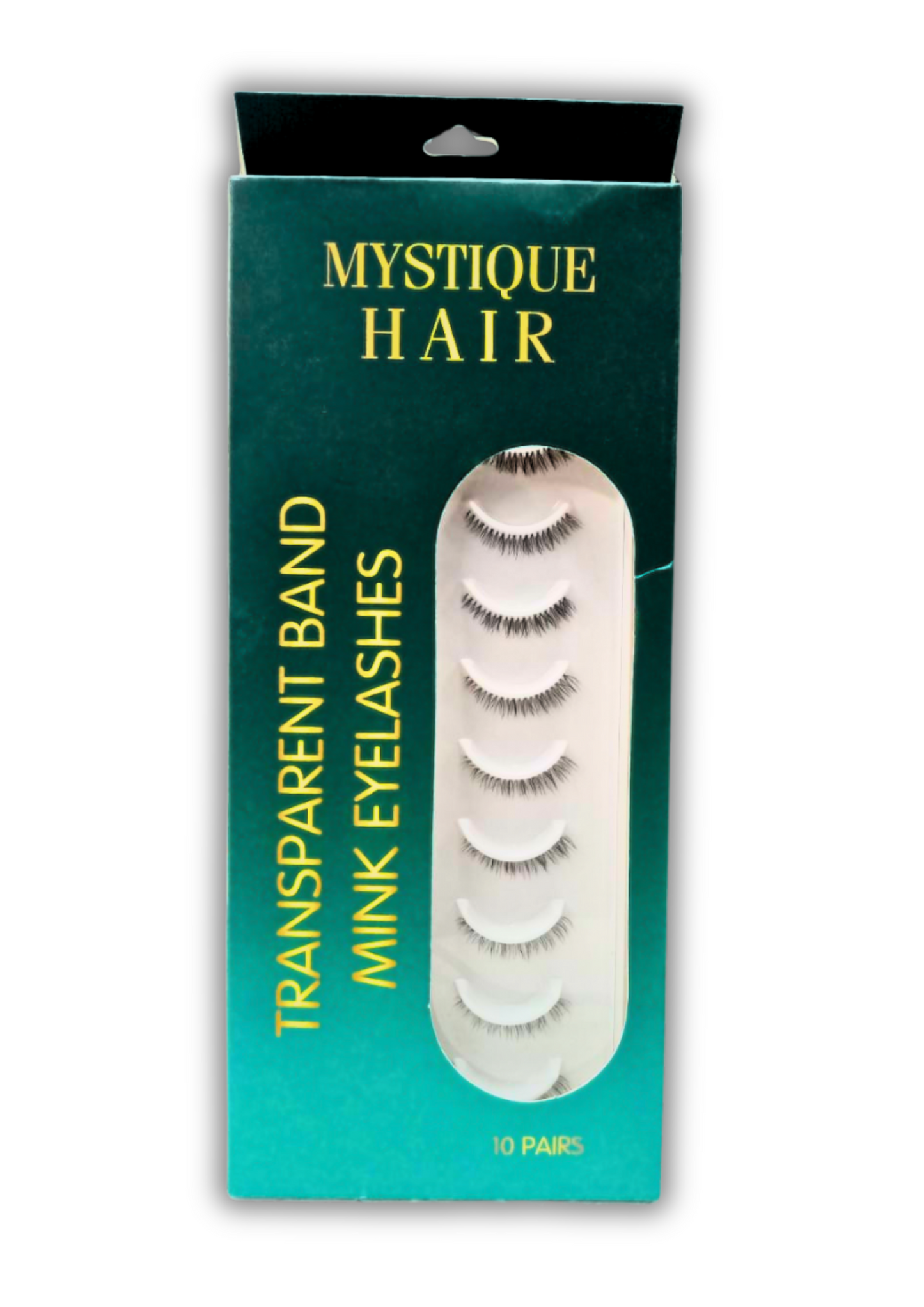 MYSTIQUE HAIR FEATHERLIGHT EYE LASHES TRANSPARENT BAND MINK EYELASHES 10 PAIRS