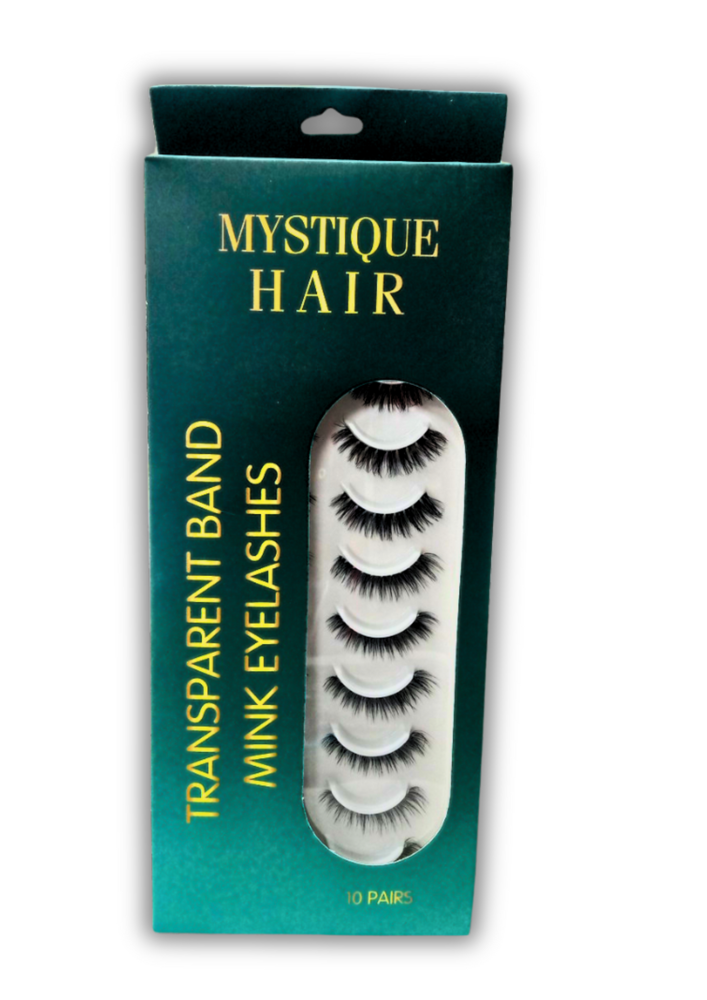 MYSTIQUE HAIR FEATHERLIGHT EYE LASHES TRANSPARENT BAND MINK EYELASHES 10 PAIRS