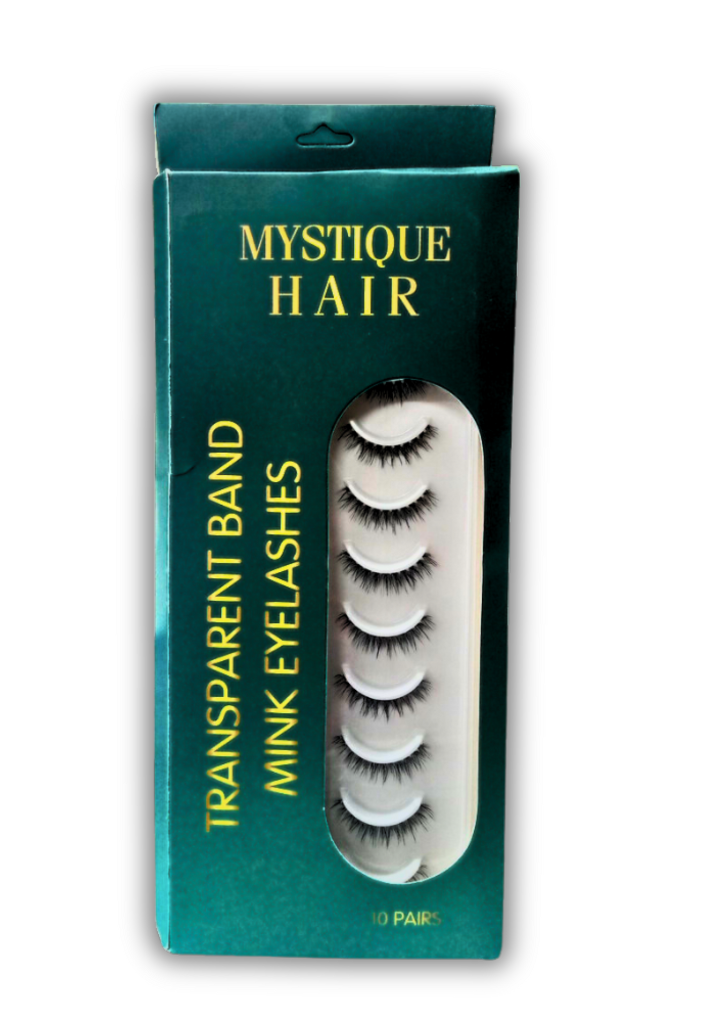 MYSTIQUE HAIR FEATHERLIGHT EYE LASHES TRANSPARENT BAND MINK EYELASHES 10 PAIRS