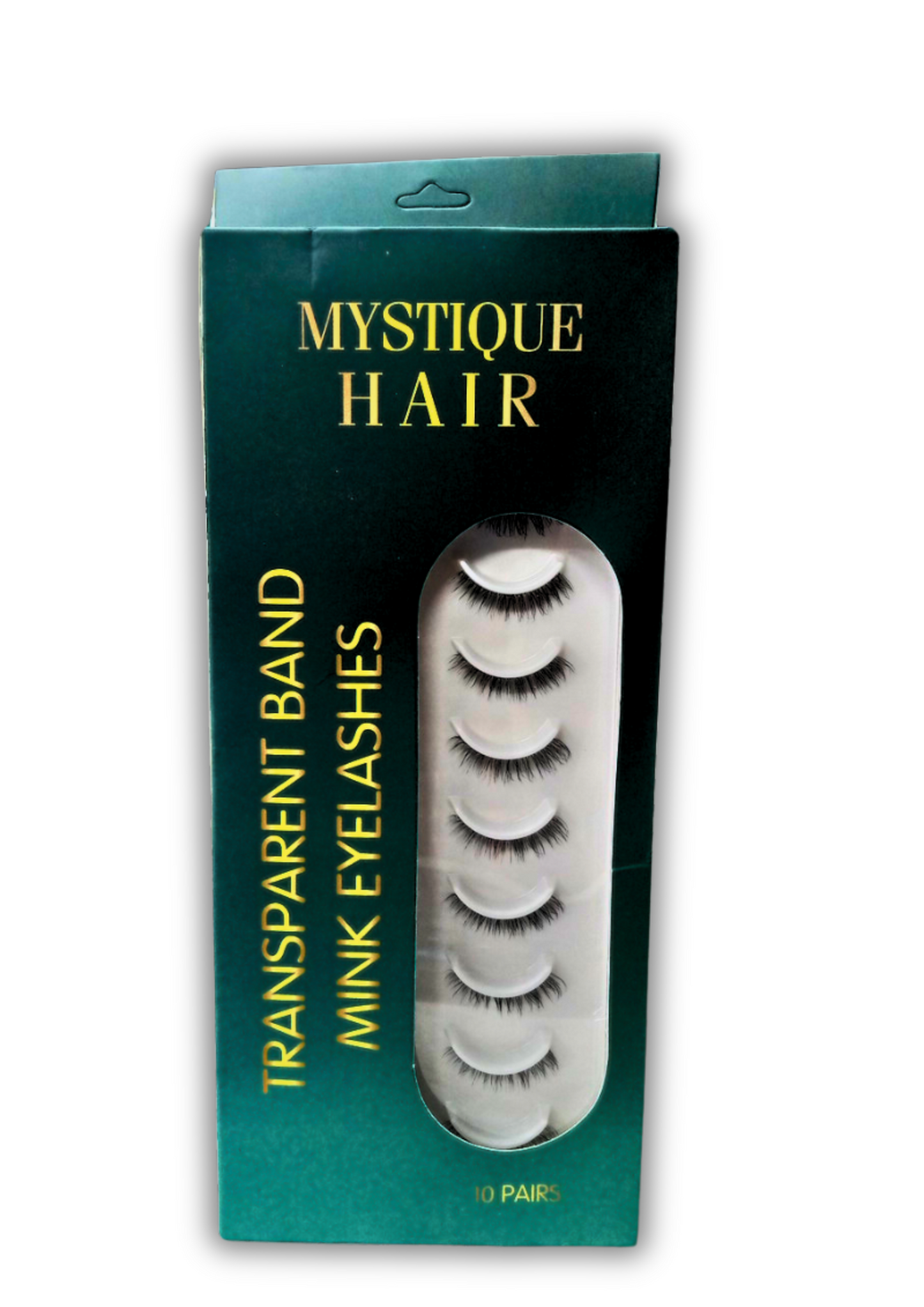 MYSTIQUE HAIR FEATHERLIGHT EYE LASHES TRANSPARENT BAND MINK EYELASHES 10 PAIRS