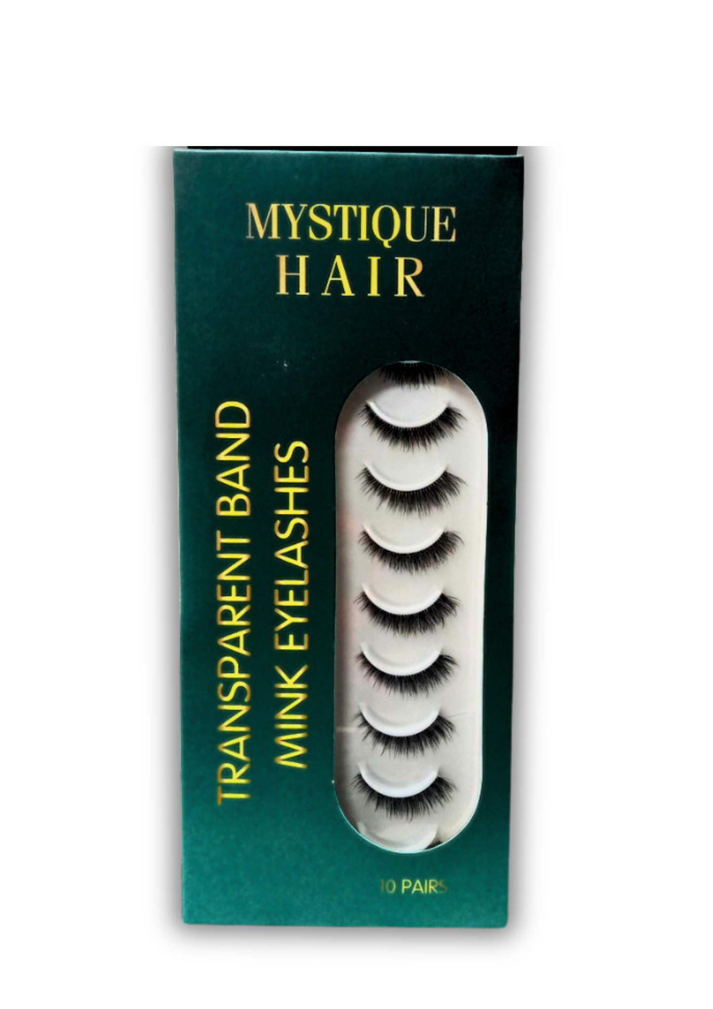 MYSTIQUE HAIR FEATHERLIGHT EYE LASHES TRANSPARENT BAND MINK EYELASHES 10 PAIRS