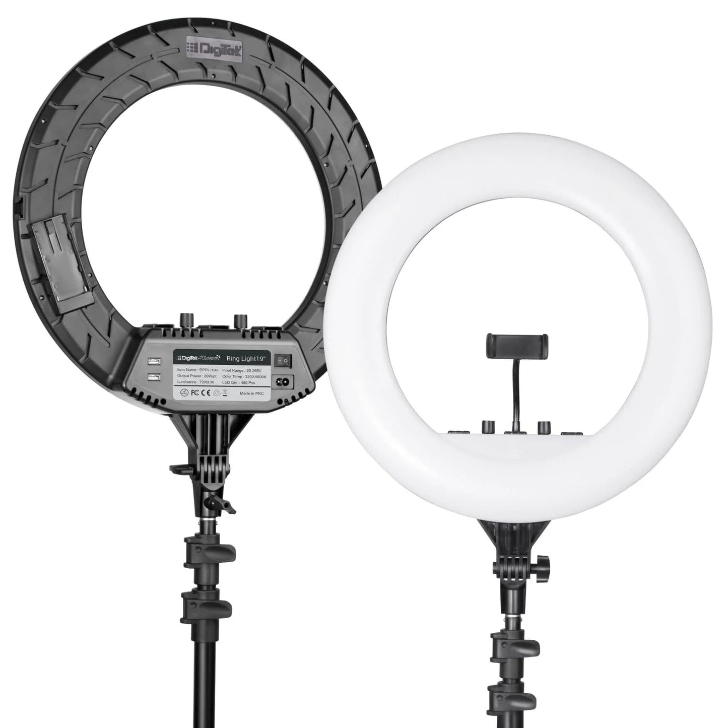 Digitek Platinum (DPRL-19H) Professional LED Ring Light Runs on AC/DC Power with No Shadow apertures, Ideal use for Makeup, Video Shoot, Fashion Photography & Many More