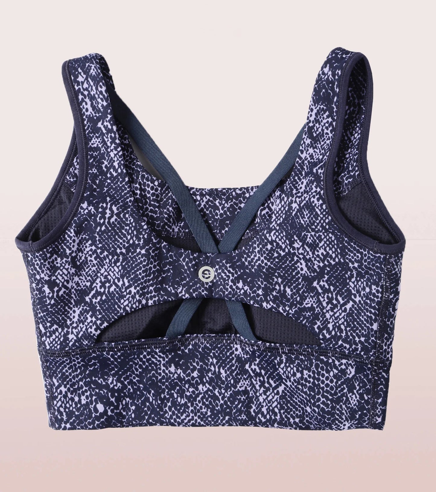 Enamor Longline Sports Bra – Printed | Scoop Neck Medium Impact Dry Fit Sports Bra | Held-in Fit E217