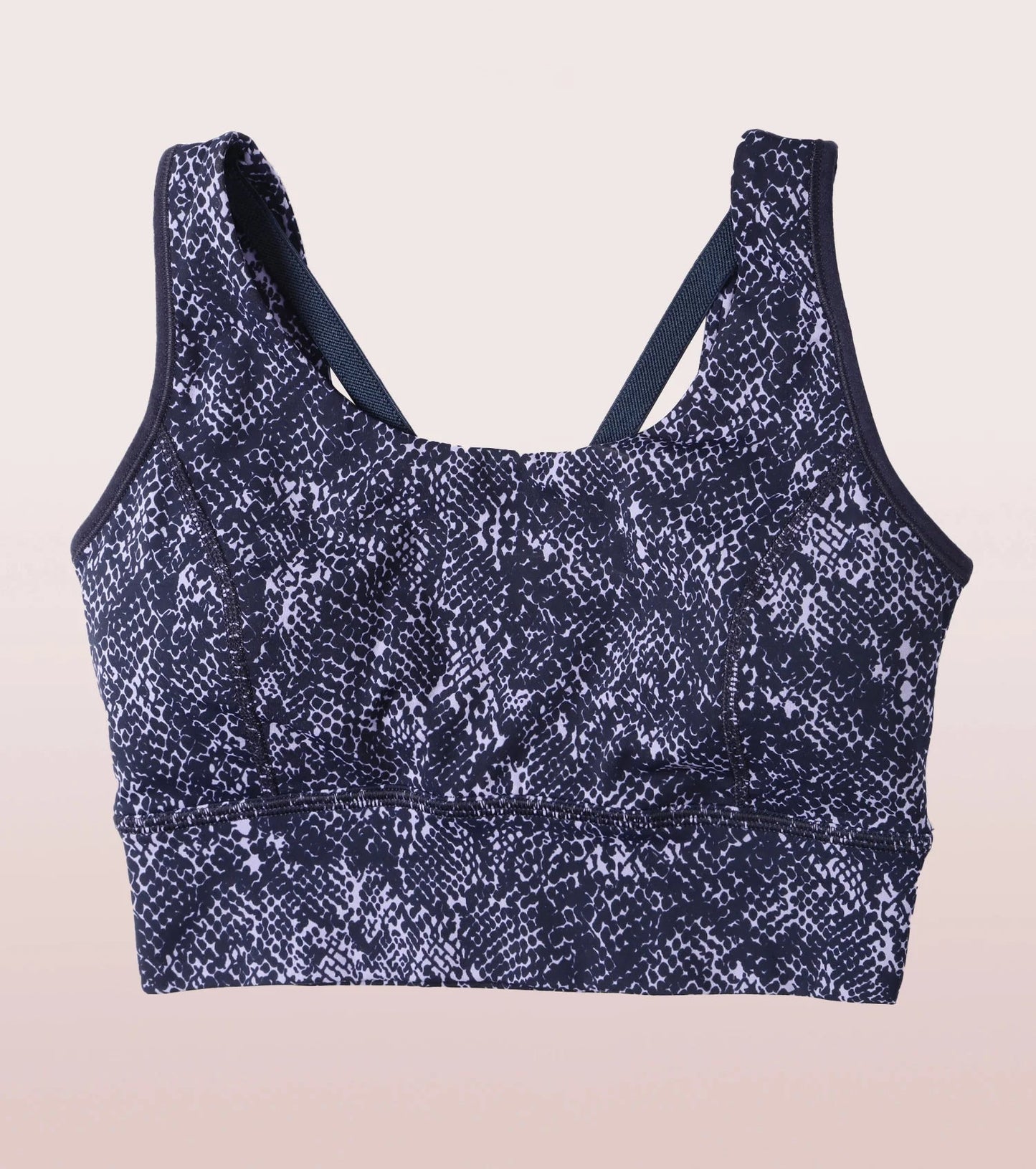 Enamor Longline Sports Bra – Printed | Scoop Neck Medium Impact Dry Fit Sports Bra | Held-in Fit E217