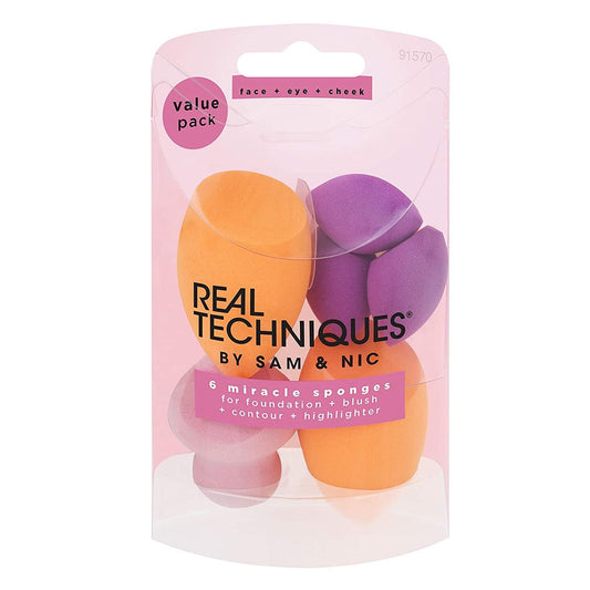 Real Techniques 6 miracle sponges for foundation + blush + contour + highligter