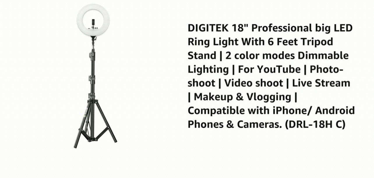 Digitek Ring Led Light 18" With Stand