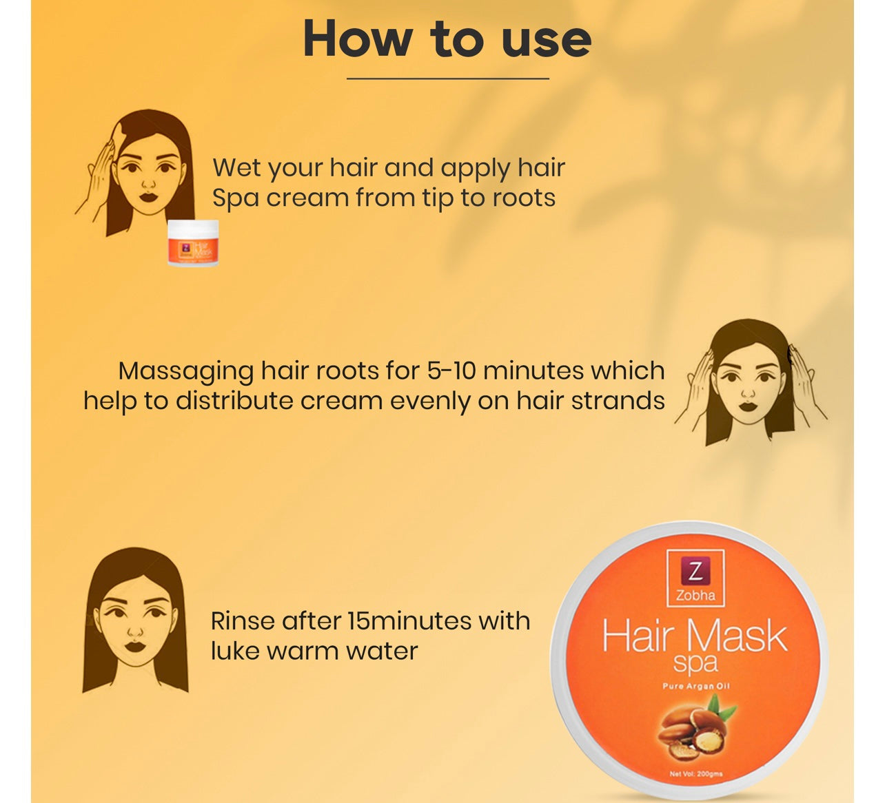 ZOBHA HAIR MASk SPA CREAM WITH PURE ARGAN OIL  200gms