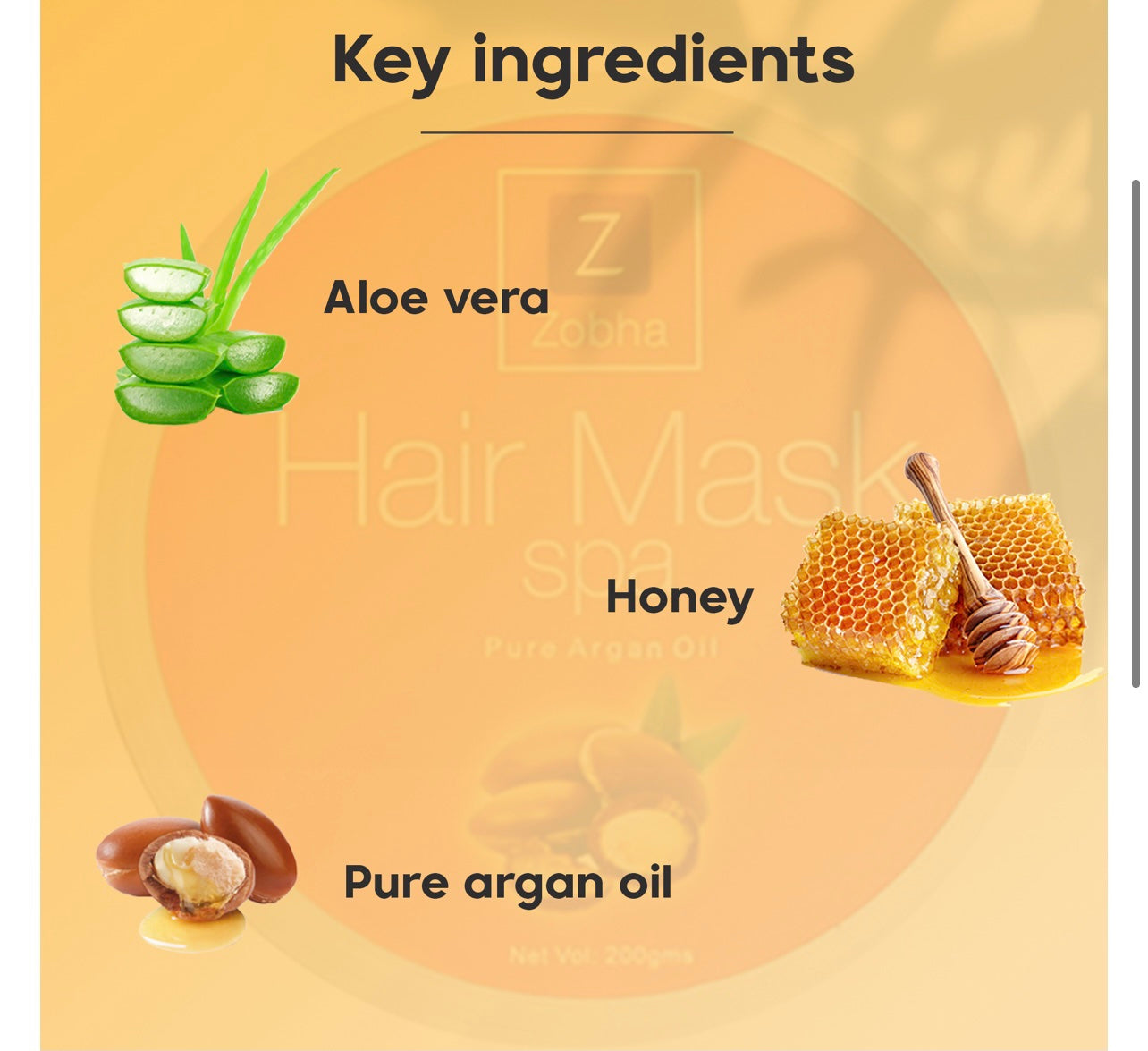 ZOBHA HAIR MASk SPA CREAM WITH PURE ARGAN OIL  200gms