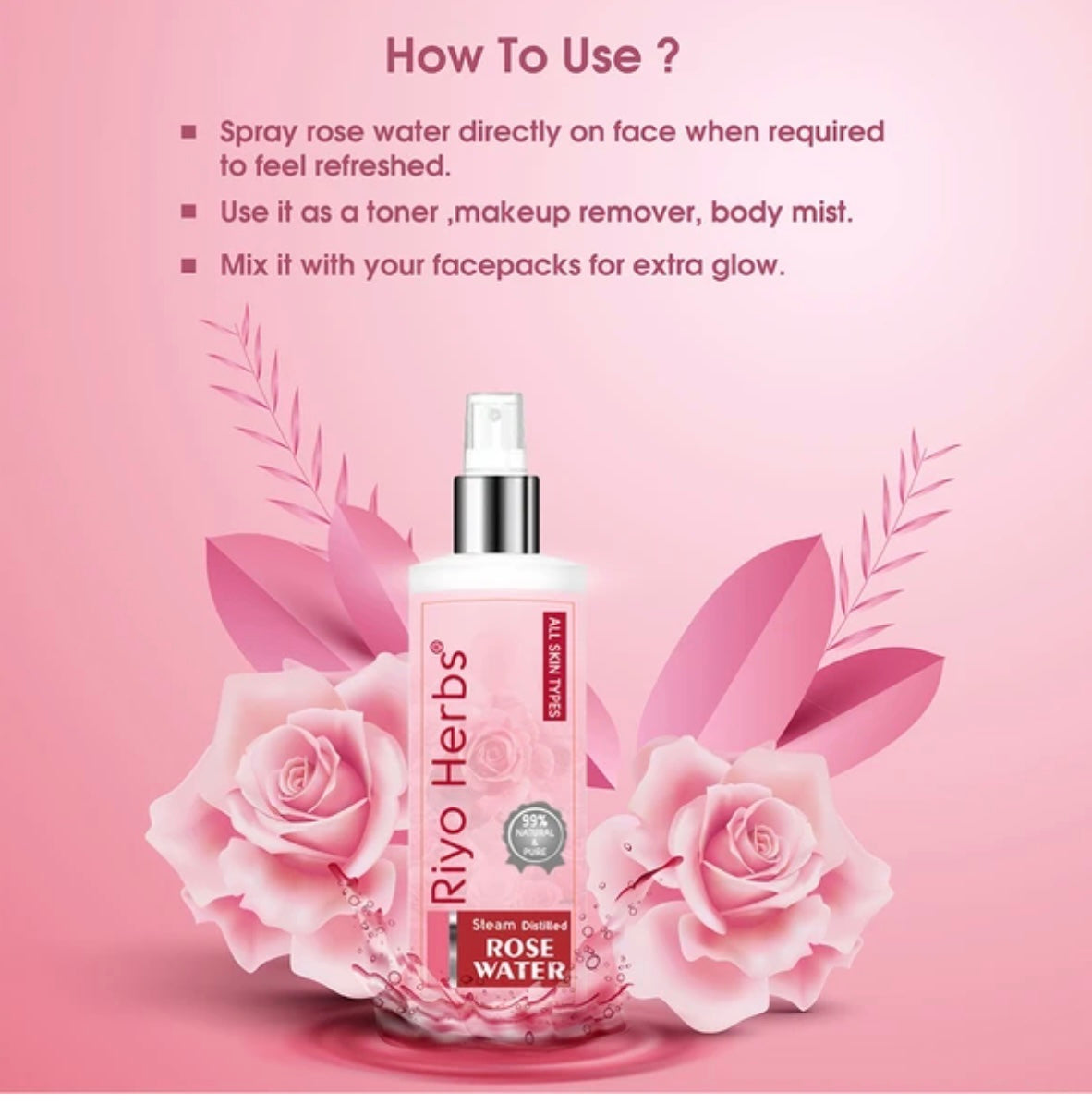 Riyo Herbs Steam Distilled Rose Water ( All Skin Types ) 200ml