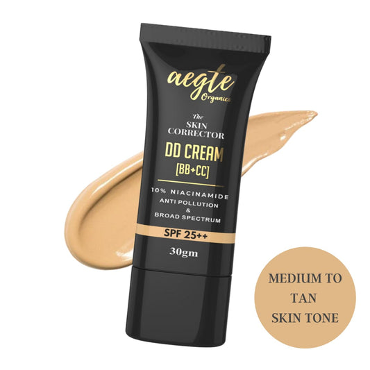 Aegte Organics Skin Corrector DD Cream (BB+CC) 10% Niacinamide &amp; Broad Spectrum SPF 25++ 30gm