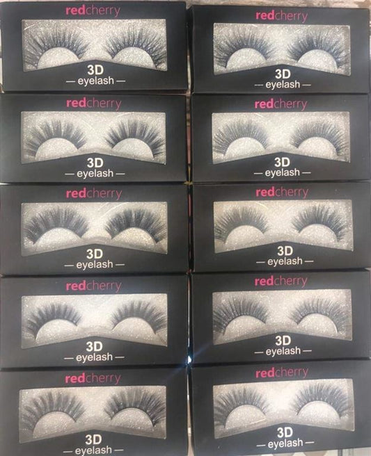 Red Cherry Black natural 3D thick long eye- lashes 10 Piece