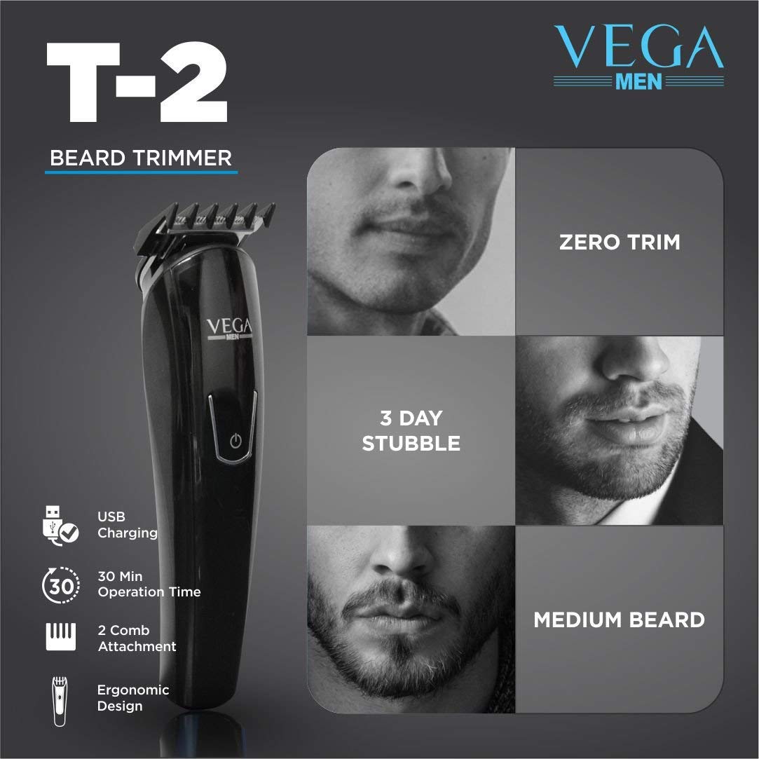 Vega Men 2 Comb Attachments T-2 Beard Trimmer VHTH-14
